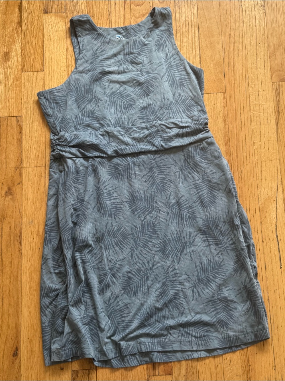 Kuhl Gray Palm-Print Sleeveless Midi Dress